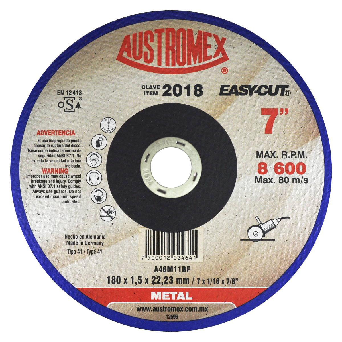 Disco de corte de metal 180 mm — Austromex clave 2018