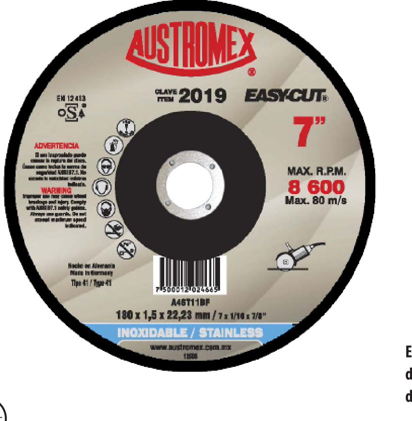 Disco de corte de precisión para acero inoxidable — Austromex clave 2019