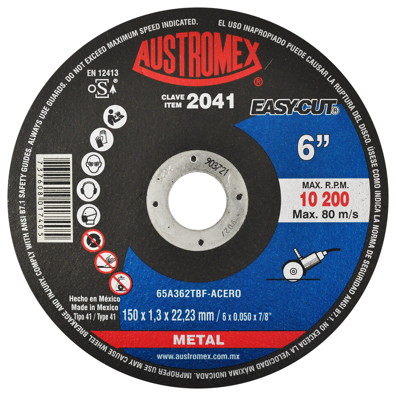Disco de corte de metal 150 mm — Austromex clave 2041