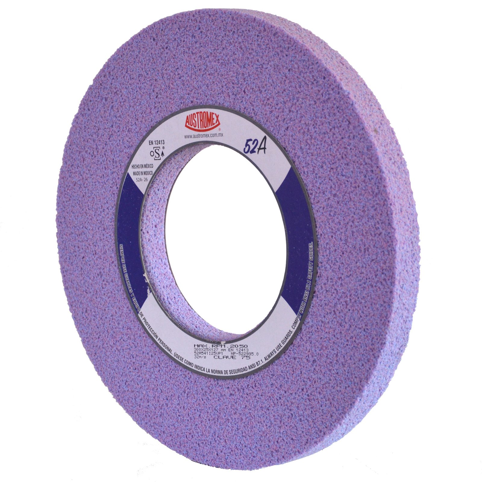 Rueda abrasiva rosa para rectificado 305 mm — Austromex clave 75