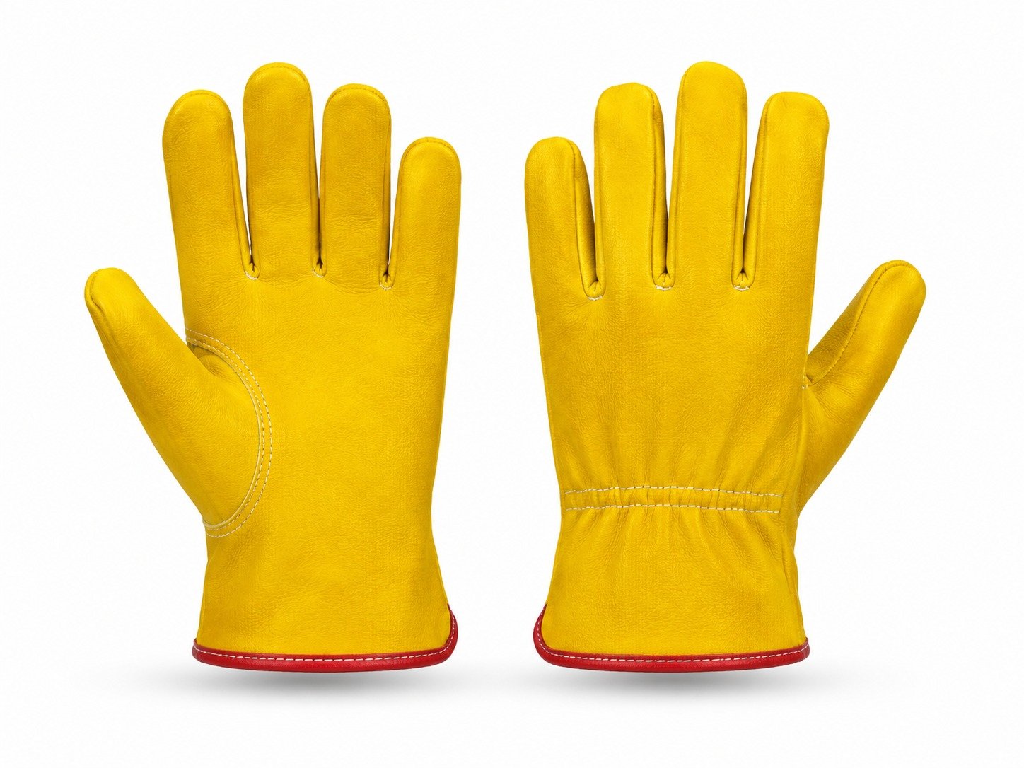 Guante Argonero Resorte Cerdo, guante de carnaza amarillo con refuerzo en palma — GAH Industrial