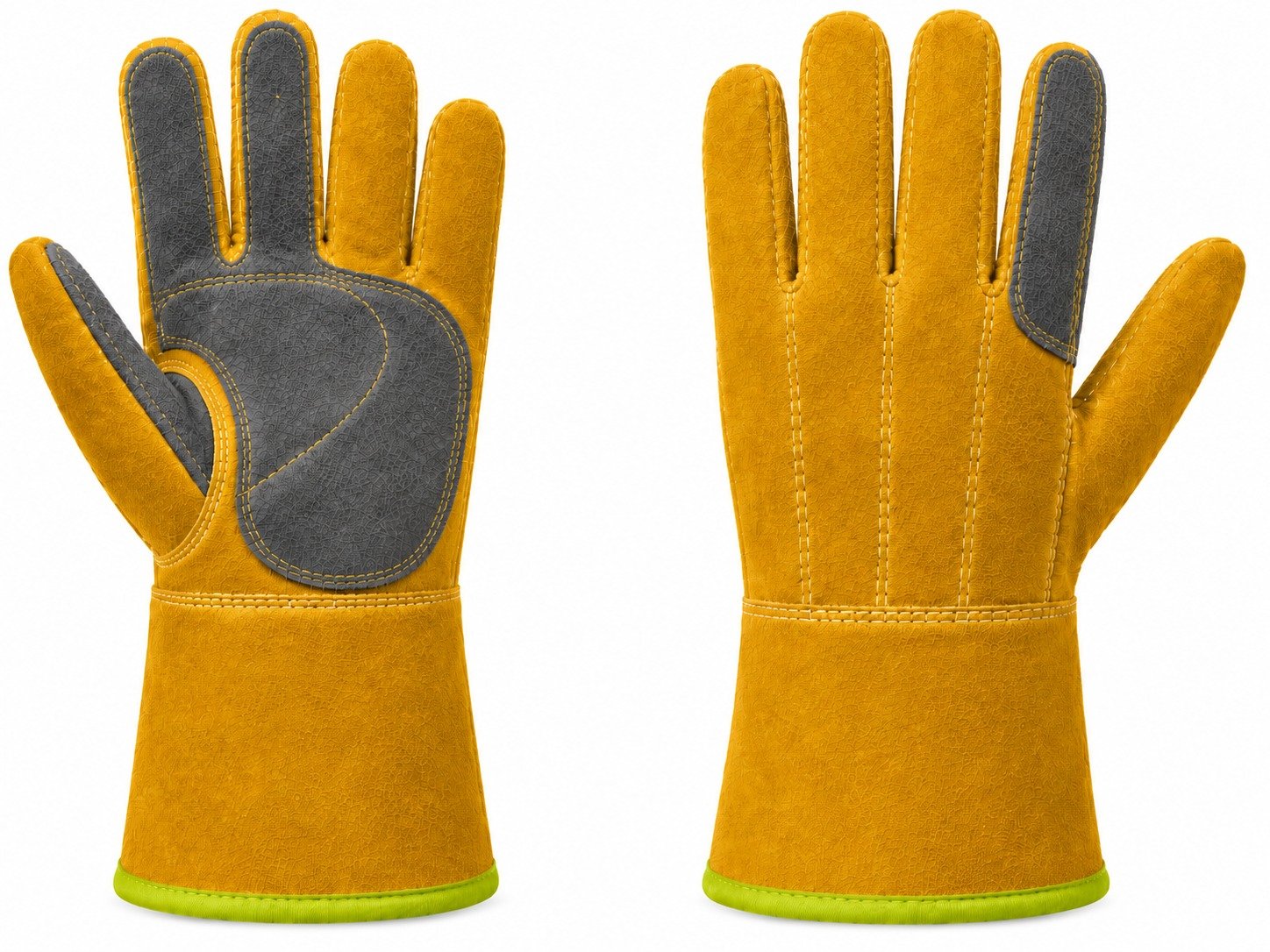 Guante de Carnaza Corto 3 Dedos, guante amarillo con parche gris — GAH Industrial