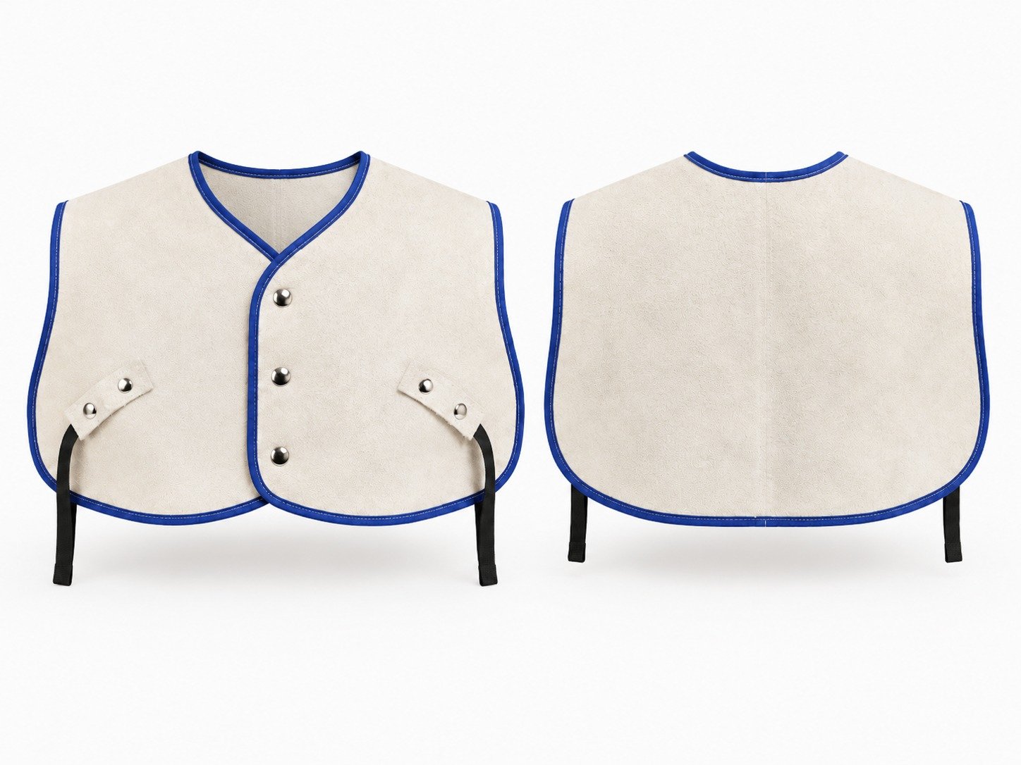 Torera de Carnaza beige con ribete azul para soldadura — GAH Industrial