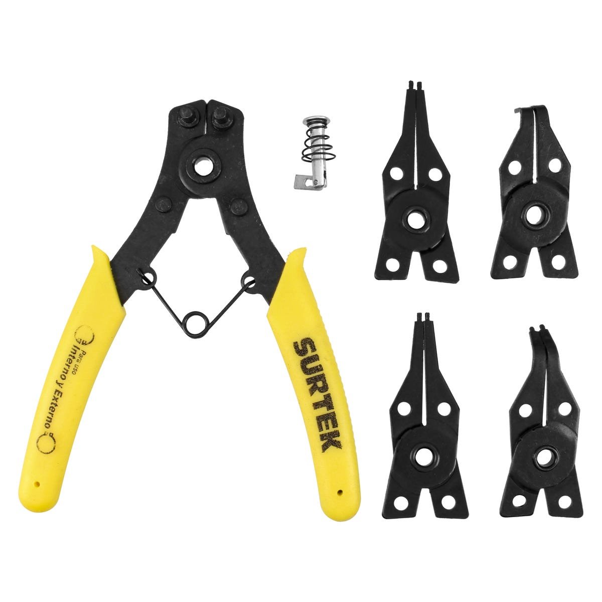 Pinza para anillos de retención con cabeza intercambiable, 5 piezas Surtek PFR01