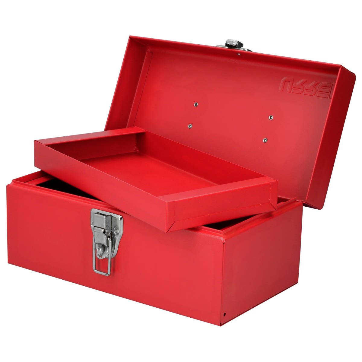 Caja portaherramientas métalica con asa plástica color rojo 11" x 6" x 5" Urrea D1